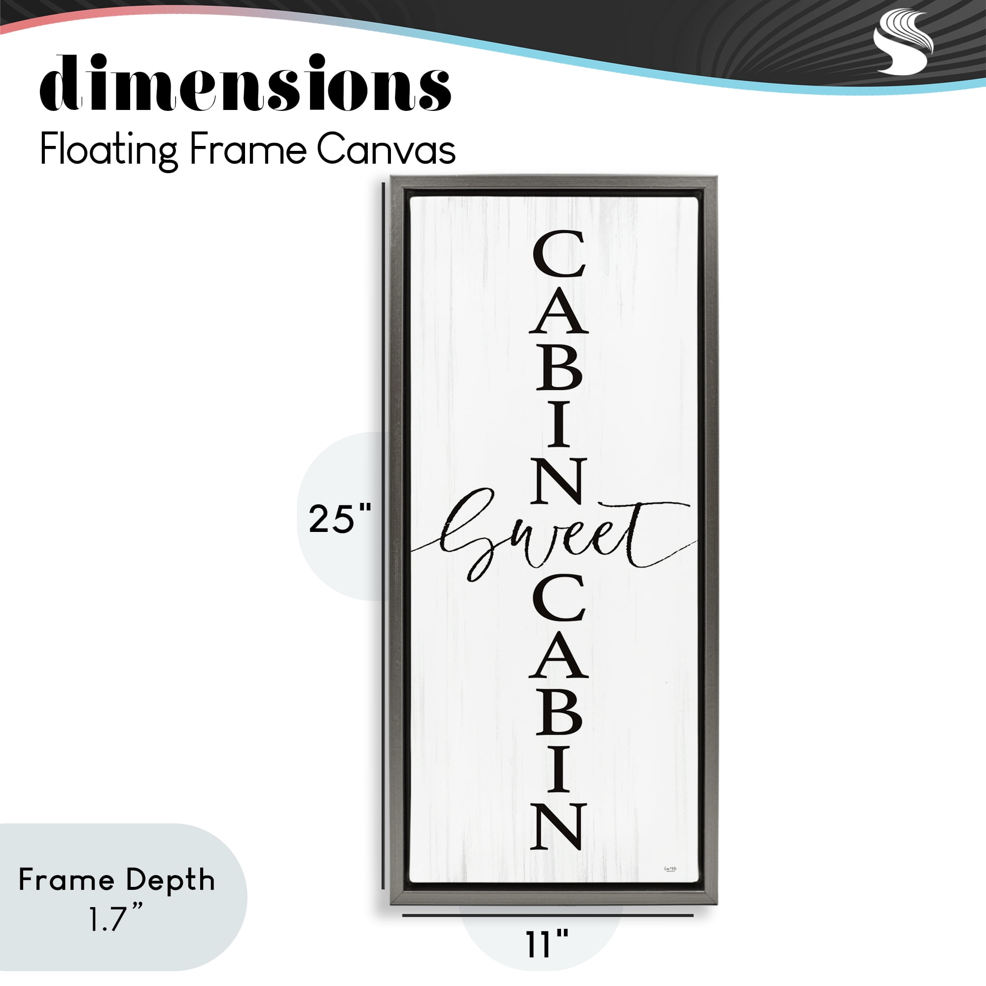 Stupell Industries Sweet Cabin Vertical Words Gray Framed Floater Canvas Wall Art, design by Lux + Me Designs
