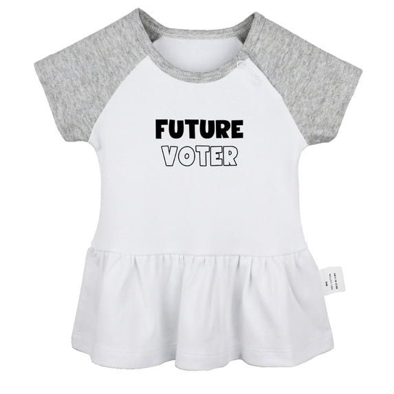 Future Voter Funny Dresses For Baby, Newborn Babies Skirts, Infant Princess Dress, 0-24M Kids Graphic Clothes (Gray Raglan Dresses, 18-24 Months)