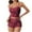 Red, variant on Women's Cute Pink Cherry Print Pajamas Set - Ice Silk Summer Cami with Bow Detail & Ruffled Shorts, Sweet Slim Fit Sleepwear