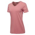 thumbnail image 2 of A2Y Women's Basic Solid Premium Cotton Short Sleeve V-neck T Shirt Tee Tops Dusty Rose M, 2 of 6