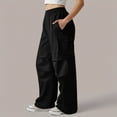 thumbnail image 5 of Gibobby High Waisted Cargo Pants for Women Baggy Y2k Straight Wide Leg Pants with Pockets Streetwear(Black,S), 5 of 9