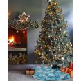 thumbnail image 3 of Nautical Conch Christmas Tree Skirt 48 Inches Large Christmas Skirt Tree, Teal Beach Coastal Geometric Striped Tree Skirt Christmas Decorations for Fireplace Party Holidays Indoor Outdoor, 3 of 7