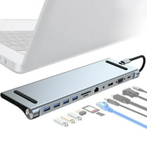 USB C Docking Station Dual Monitor, 11 in 1 Laptop Docking Station MacBook/Windows, USB C Hub Multiport Adapter with 4K HDMI, VGA, USB 2.0/3.0, PD 100W, Ethernet, SD/TF Slots, Audio/Mic