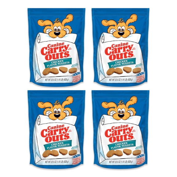 (4 Pack) Canine Carry Outs Chicken Flavor Nuggets Dog Snacks, 22.5 oz. Bags