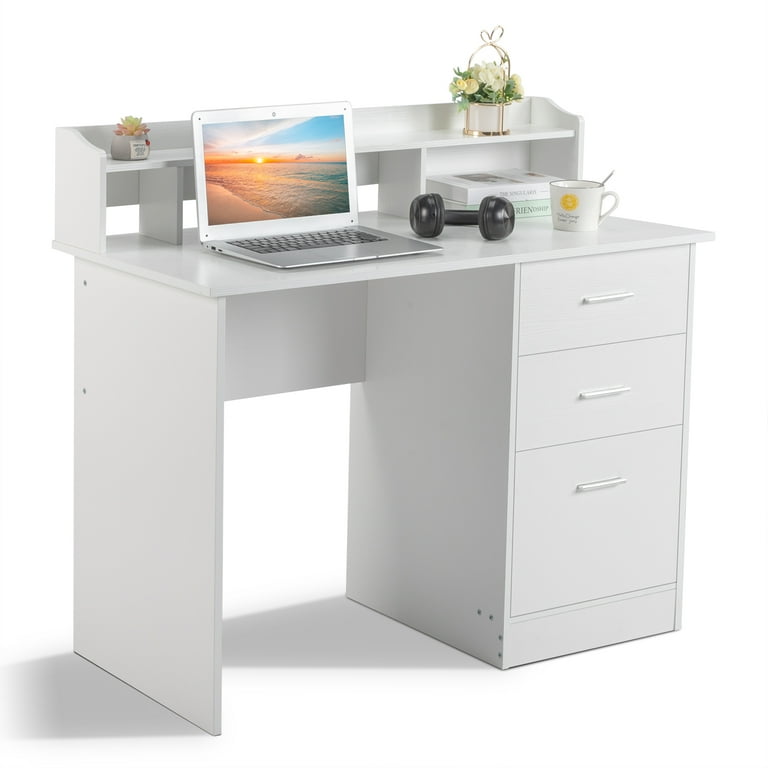 Winado White Computer Desk with Drawers Hutch Ideal for Home Office Study Walmart