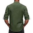 thumbnail image 5 of IAJDKMEK Men's Long Sleeve Henley Shirts - Retro Lace-Up Pullover Tee for Men with V-Neck and Breathable Linen Blend for Renaissance Costume Wear,Army Green L, 5 of 8