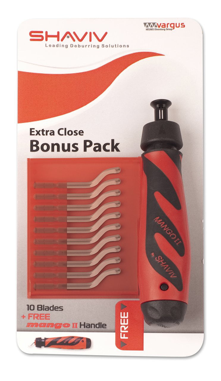 SHAVIV 29251 Bonus Pack Deburring Tool Kit for Extra Close Work (Mango IIE  Handle with 10 E100S Blades)