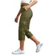 thumbnail image 3 of Pantalones Elásticos de la Cintura para las Mujeres Color Sólido Capris de Longitud Completa con Bolsillos, Mujeres Elásticas de la Cintura Capris de Verano, 3 of 7