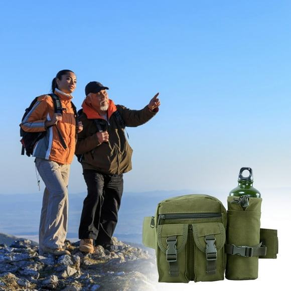 Water Resistant Waist Pack with Bottle Holder Multi Pocket Hiking Belt Bag for Running Cycling