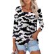 thumbnail image 1 of Camisa para mujer, moda informal, cuello cuadrado, manga 3/4, suelta, camiseta estampada de Halloween, top para mujer, 1 of 4