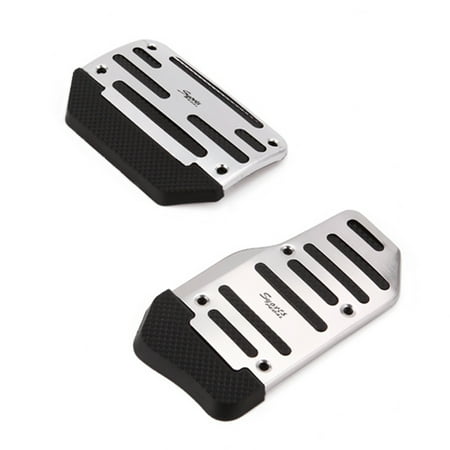 Chrome Transmission Cover (HDE 2 Piece Non Slip Pedal Kit Gas Brake Cover Pads for Automatic Transmission Vehicles (Chrome and)