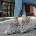 thumbnail image 4 of AUDeals Womens Handmade Casual Leather Sneakers Non Slip Ankle Loafers Outdoor Walking Shoes (Grey, 6), 4 of 8