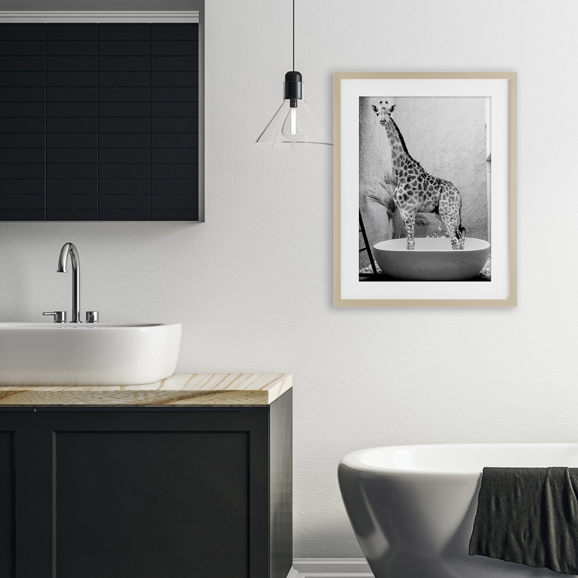 Stupell Industries Safari Bath Standing Tall Birch Framed Print Under Glass, design by SD Graphics Studio