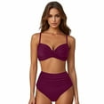 thumbnail image 2 of MKLEKYY Trajes De Baño Mujer Women High Waisted Bikini Sexy Push Up Two Piece Swimsuits Vintage Swimsuit Two Piece Retro Ruched High Waist Print Bikini Set 2777, 2 of 6