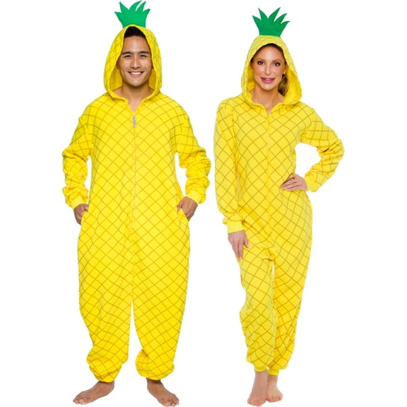 FUNZIEZ! - Pineapple Slim Fit Adult Unisex Novelty Union Suit Costume for Halloween - X Large