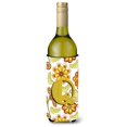 thumbnail image 1 of Letra Q Floral Mostaza Y Botella De Vino Verde Bebida Aislador Hugger Cj2003-Qliterk, 1 of 1