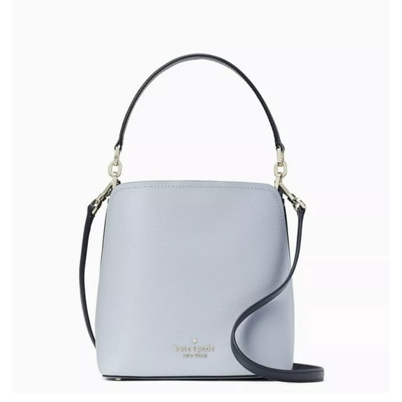 New Kate Spade Darcy Small Bucket Bag Colorblcok Grain Leather Pale Hydra