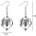 thumbnail image 2 of Ball Earrings,Disco Earrings,Silver Mirror Ball Earrings,70s Earrings,60's Or 70's Disco Ball Earrings For Women's Costume Accessories,Halloween Earrings For Women Disco Outfit Accessories, 2 of 7