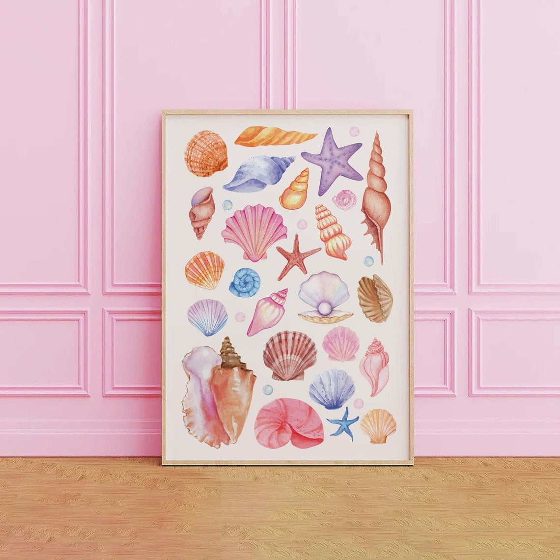 Seashells Print Cute Summer Art Girly Wall Trendy Beach House Decor Coastal Style 642