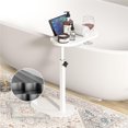 thumbnail image 1 of Forevich Plateau de Baignoire en Bambou Tables d'Appoint Réglables avec Base en Métal, Plateau de Bain Portable Autoportant pour Baignoire pour Salle de Bain Spa Maison Table Blanche et Base Blanche, 1 of 8