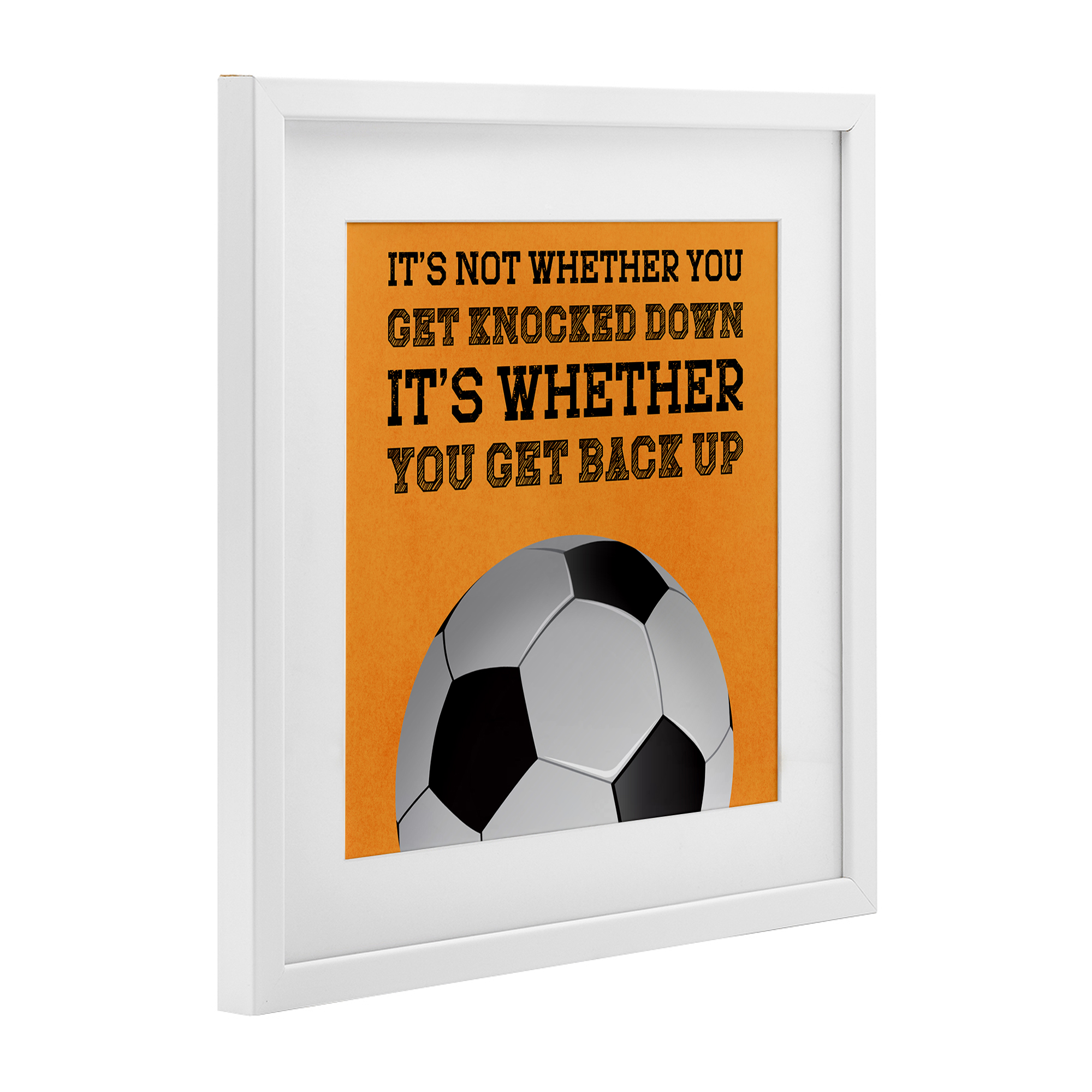 Whether You Get Back Up White Framed Print Under Glass, design by Marcus Prime