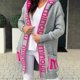 thumbnail image 1 of Cardigan Hooded Letter Sweater Coat Long Sleeve Pockets Solid Color Outwear, 1 of 8