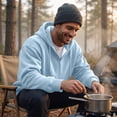 thumbnail image 6 of Full Zip Fleece Hoodie for Men Oversized Long Sleeve Pocket Loose Fit Streetwear Athletic Zip Up Sweatshirt Light Blue 2XL, 6 of 7