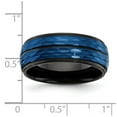 thumbnail image 2 of Stainless Steel Brushed and Polished Black And Blue Ip Plated 8mm Band Size 9.5 Ring for Women and Men, 2 of 2