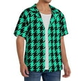thumbnail image 2 of Fotbe Green and Black Houndstooth Print Short Sleeve Button Down Shirts for Men Casual Summer Beach Wrinkle Free Shirt-3X-Large, 2 of 5