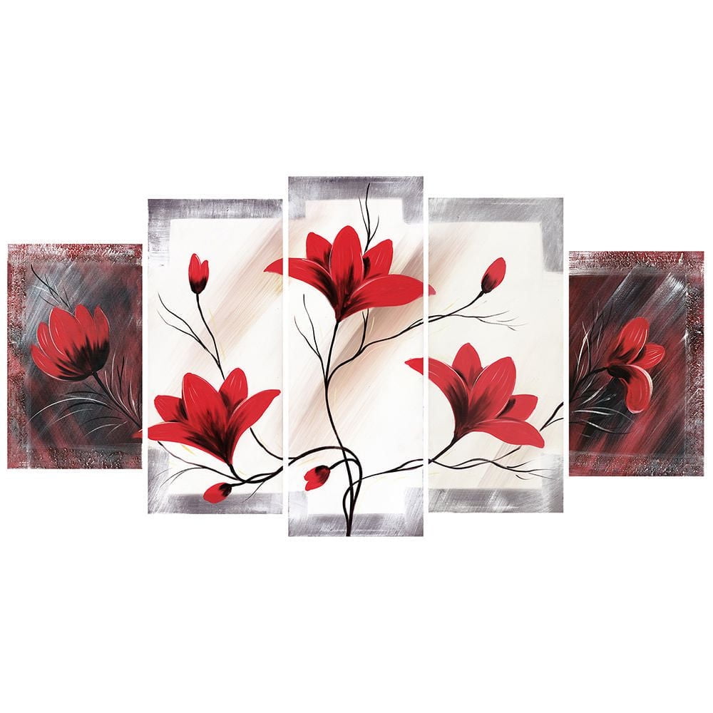 Design Art Red Flower Canvas Wall Art
