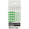 Lime Green Stripes and Dots Birthday Candles, 12pk