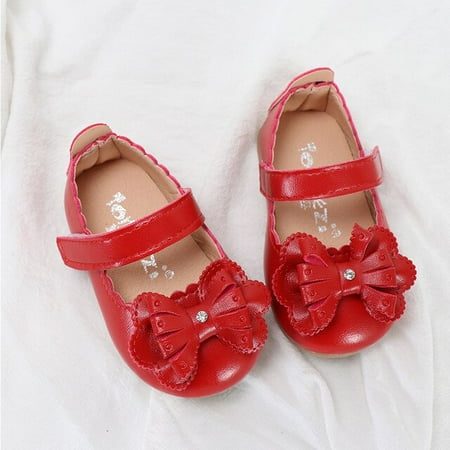 

DancePeanut Baby Girls Princess Butterfly-knot Casual Shoes Fashion Kids Flat Shoes Children Soft Sole Hook & Loop Shoes Size 15-30