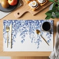 thumbnail image 2 of Eucalyptus Leaves Placemats Set of 4, Navy Blue Summer Botanical Weeping Placemats for Dining Table, Place Mats for Kitchen Tabletop, Waterproof Wipeable Dining Table Mats Set, 2 of 9