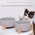 thumbnail image 5 of Ceramic Dog and Cat Bowl with Wood Stand Non-Slip Matte Glaze Weighted Food Water Set for Cat Medium Dog,gray，G178864, 5 of 6