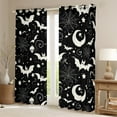 thumbnail image 2 of Feelyou Happy Halloween Black Out Curtains, Cartoon Spider Web Curtains Pack of 2 (42x63 Each), Cartoon Bat Moon Bedroom Curtains, Window Curtains Room Decor, 2 of 5
