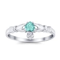 thumbnail image 7 of Claddagh Heart Promise Ring Paraiba Tourmaline CZ 925 Sterling Silver Size 6, 7 of 7