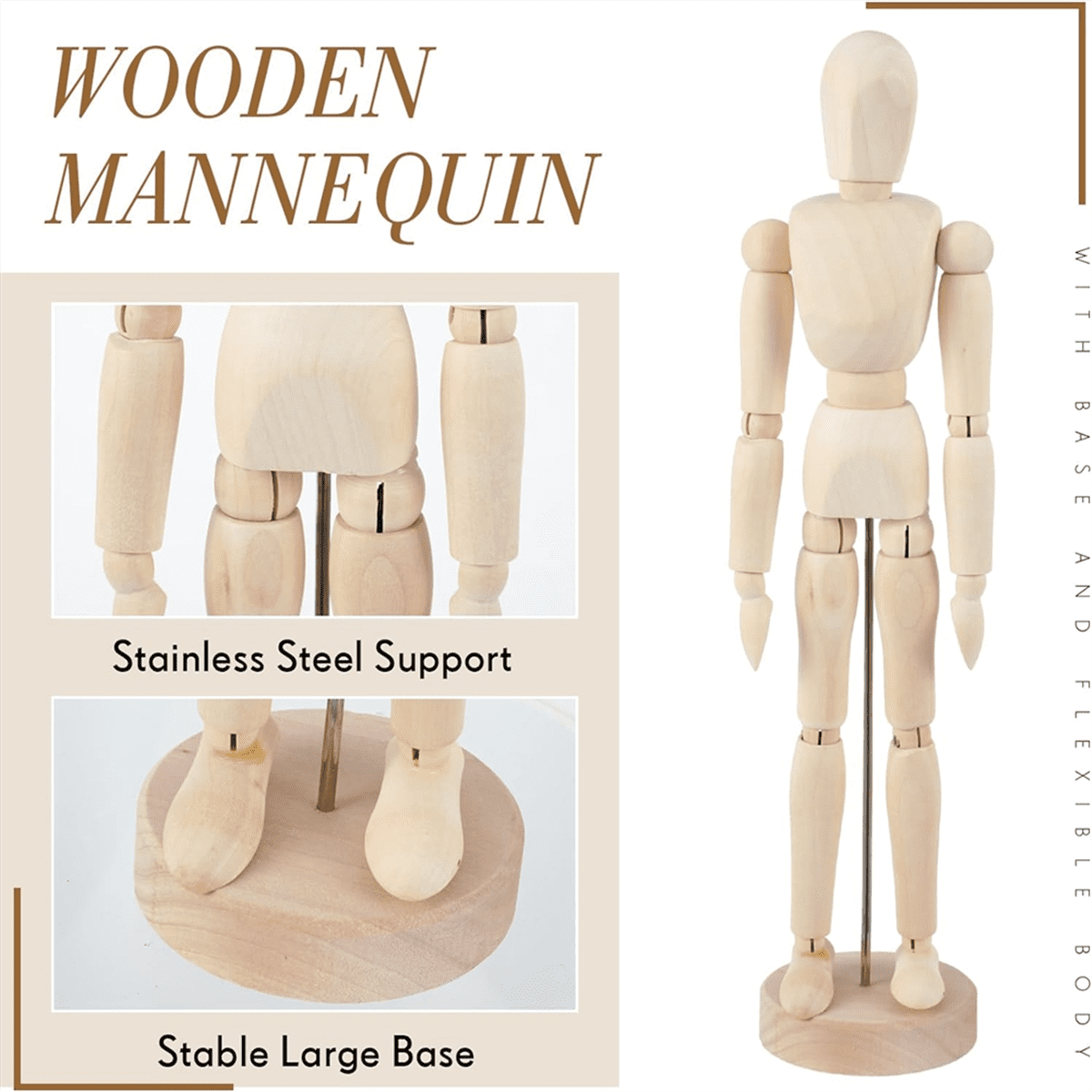4 Pcs Posable Wooden Mannequin Figure Wood Human Model Drawing Figure for Sketching Painting Christmas Desk Decor