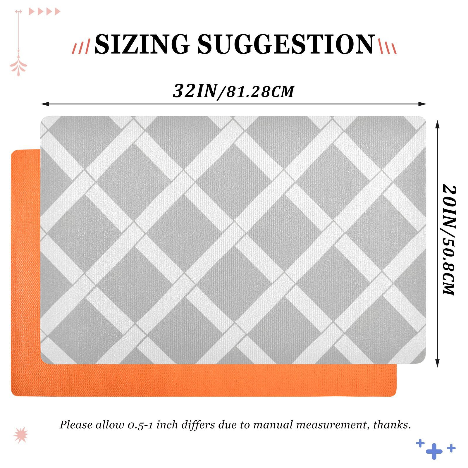 JSTEL Gray & White Grid Front Door Mat Outside Entrance 32x20 Inch Doormat for Outdoor Indoor Washable Non Slip Floor Mats
