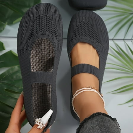 

Women s Lightweight & Comfortable Shoes Breathable Flying Woven Flat Shoes Casual Slip On Ankle Strap Shoes