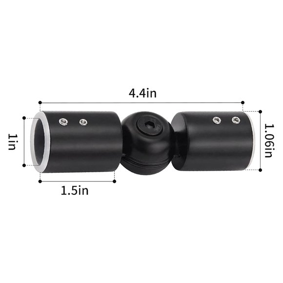 2PCS Curtain Rods Corner Connector, Adjustable Curtain Rod Corner Connector for 1 Inch Bay Window Curtain Rods(Black)
