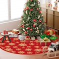 thumbnail image 6 of 48 Inch Christmas Snowflake Tree Skirt Gold Snowflake Red Christmas Tree Skirt Large Red Round Xmas Trees Mat with Gold Snowflakes for Winter Holiday New Year Party Xmas Trees Home Decor, 6 of 6