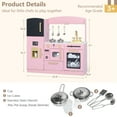 thumbnail image 3 of LINLUX Pretend Kids Play Kitchen, Toy Kitchen Playset for Toddler, Wood Kitchen Sets Baby, Pink, 3 of 8