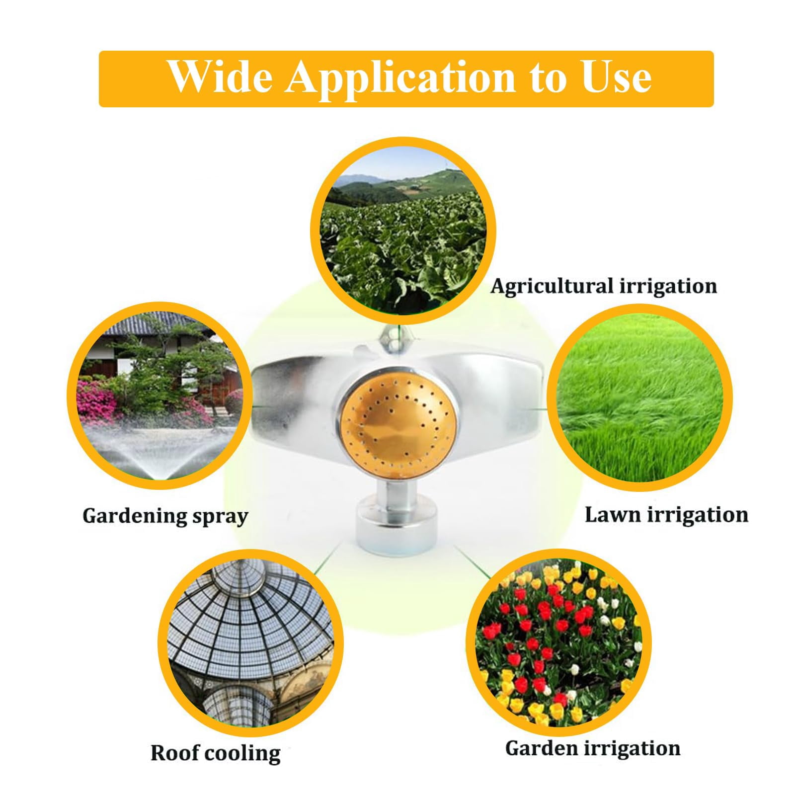 360 Degree Metal Spot Sprinkler Small Garden Sprinkler for Small Areas Lawn Sprinkler for Yard with Gentle Water Flow Circle Pattern Garden Watering Yellow