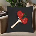 thumbnail image 5 of Set of 2 18x18in Throw Pillow Covers with Bold Black Background Featuring Vibrant Red and Green Fruit Vegetable Design with White Dots, 5 of 8