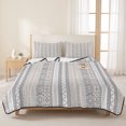 thumbnail image 3 of Queen Quilt Set 90''x96'', Grey Beige Geometric Lightweight Summer Bedspread Coverlet Set with 2 Pillow Shams, Modern Abstract Art Striped Breathable All Season Quilt Bedding for Bedroom/Guest Room, 3 of 9