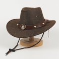 thumbnail image 4 of Kids Outdoor Cowboy Hat for Children Classic Western Style Sun Hat with Woven Cord and Wind Design, 4 of 4
