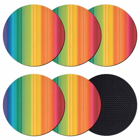 Rainbow Striped Coasters Set of 6 Absorbent Coasters for Drinks Colorful Gradients Modern Abstract Art Coaster for Desk Coffee Table Protection Home Decor House Warming Gifts 4