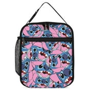 Animaed Lilo Stitch Portable Lunch Bag Tote Bento Bag School Office Insulated Cooler Thermal Handbag For Adult Boys Girls Kids