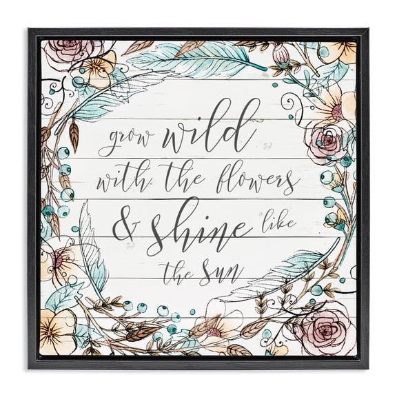 Stupell Industries Grow Wild With Flowers Black Framed Floater Canvas Wall Art, design by SD Graphics Studio