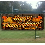 Happy Thanksgiving Wood 13 oz Vinyl Banner With Metal Grommets